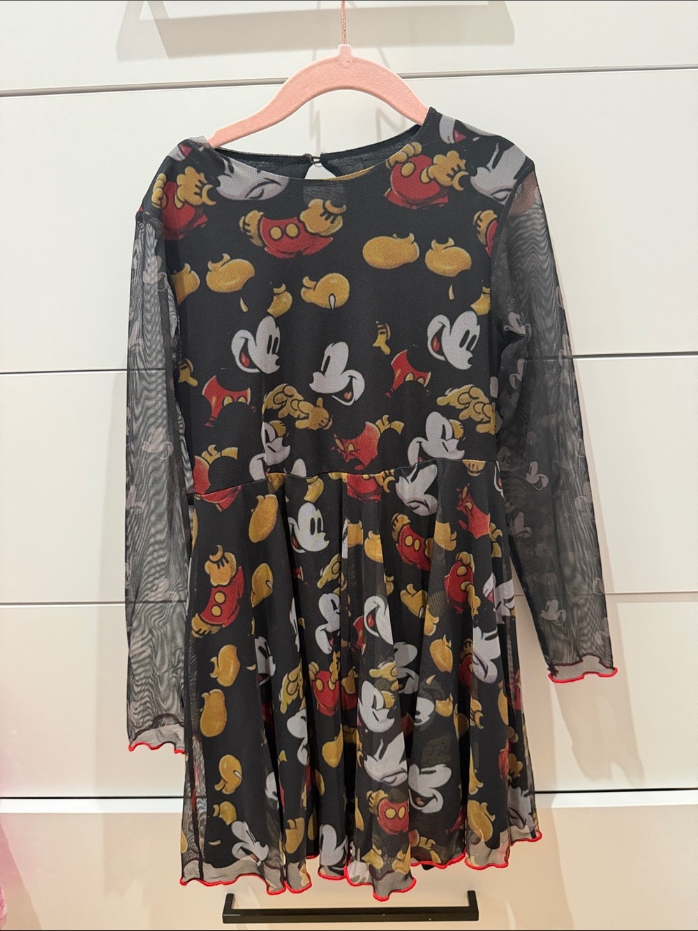 Desigual Black Mesh Dress with Red & Yellow Mickey Print